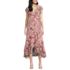 Women's Chiffon Flutter Sleeve V-Neck Wrap Maxi Dress, Front