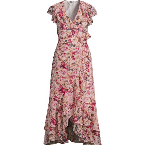 Women's Chiffon Flutter Sleeve V-Neck Wrap Maxi Dress - image 4