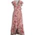 Women's Chiffon Flutter Sleeve V-Neck Wrap Maxi Dress, Front