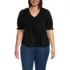 Women's Plus Size Puff Sleeve Slub Ruffle Pintuck Top, Front