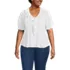 Women's Plus Size Puff Sleeve Slub Ruffle Pintuck Top, Front