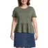 Women's Plus Size Short Sleeve Lightweight Jersey Crew Neck Peplum Tee, Front