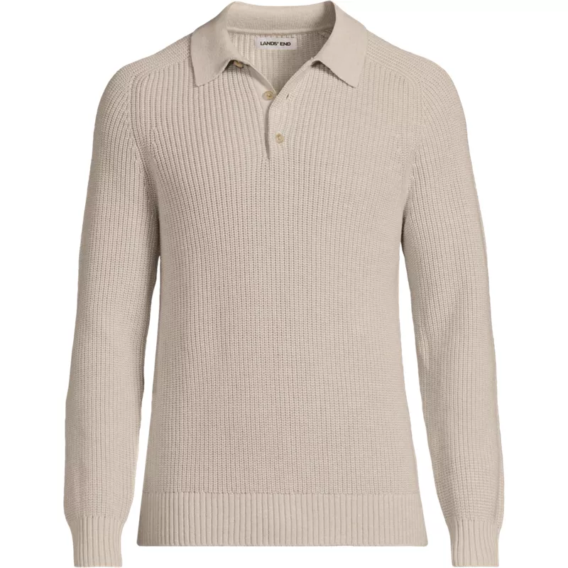 Men's Long Sleeve Drifter Polo Sweater, Front
