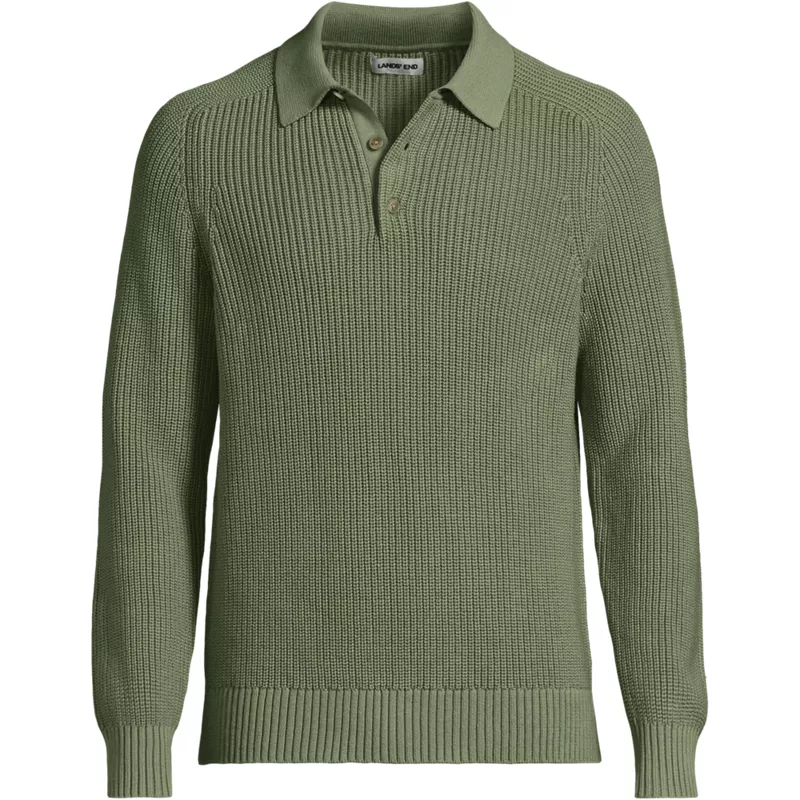 Men's Long Sleeve Drifter Polo Sweater, Front