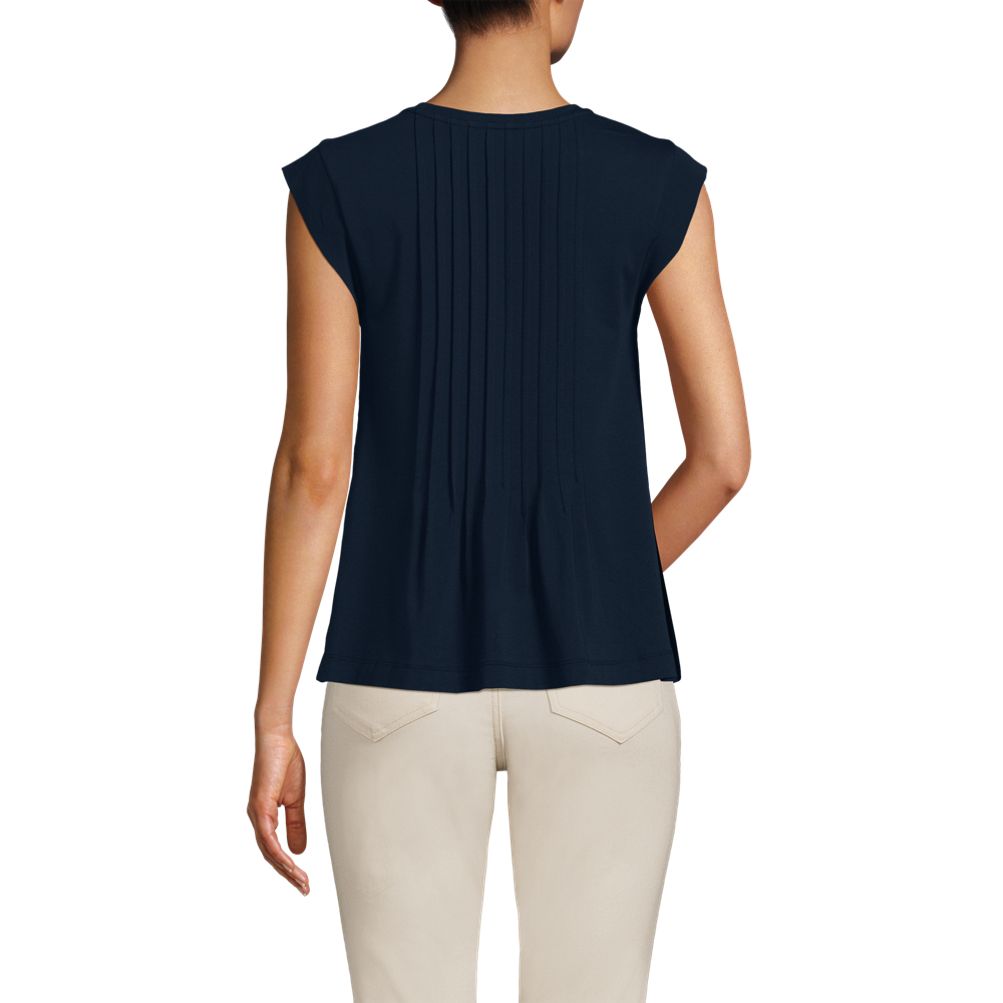 Women's Cap Sleeve Lightweight Jersey Pintuck Swing Top | Lands' End
