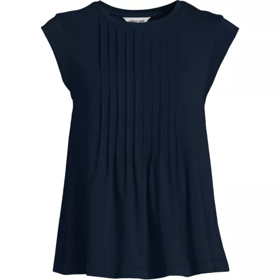 Women's Cap Sleeve Lightweight Jersey Pintuck Swing Top - primary