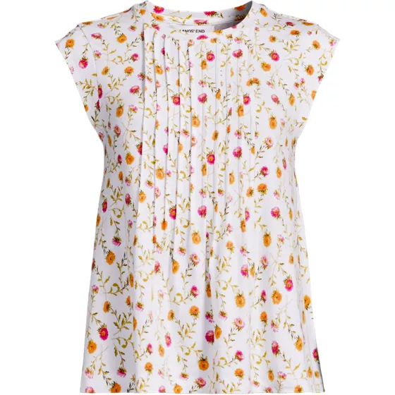 Women's Cap Sleeve Lightweight Jersey Pintuck Swing Top - primary