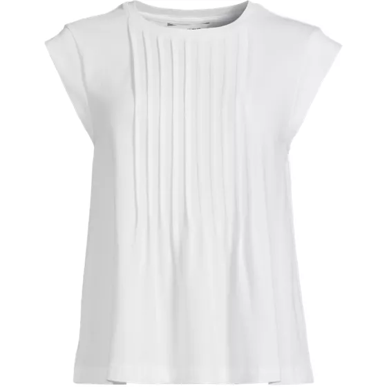 Women's Cap Sleeve Lightweight Jersey Pintuck Swing Top - primary