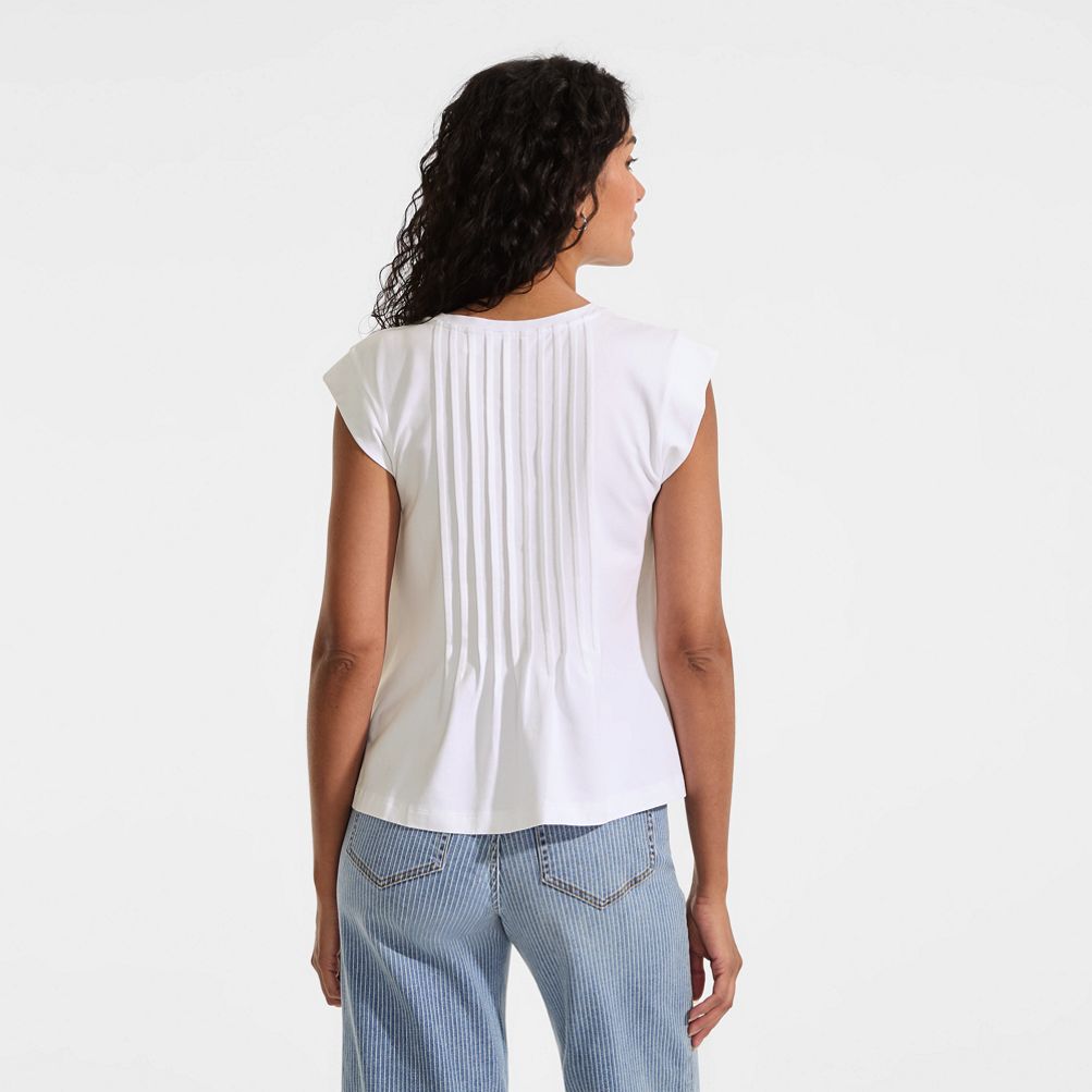Women's Cap Sleeve Lightweight Jersey Pintuck Swing Top | Lands' End
