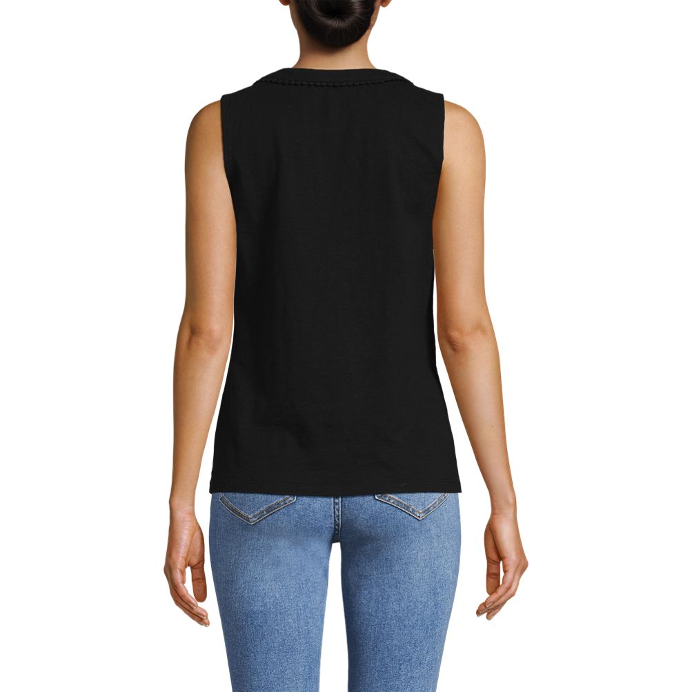 Women's Slub Decorative Trim Tank Top | Lands' End
