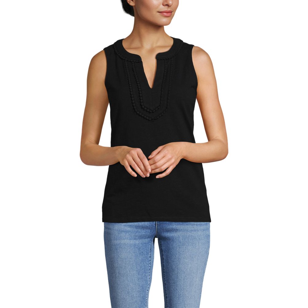 Women's Slub Decorative Trim Tank Top | Lands' End
