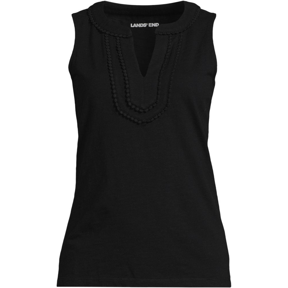 Women's Slub Decorative Trim Tank Top | Lands' End