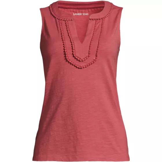 Women's Slub Decorative Trim Tank Top - primary