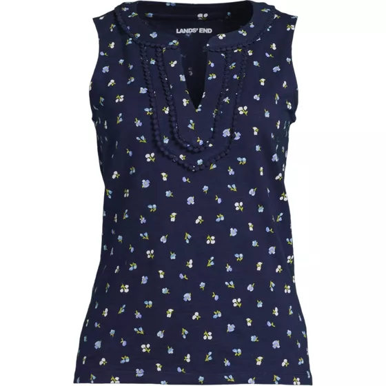 Women's Plus Size Slub Decorative Trim Tank Top - primary