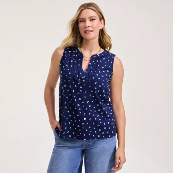 Women's Slub Decorative Trim Tank Top - primary
