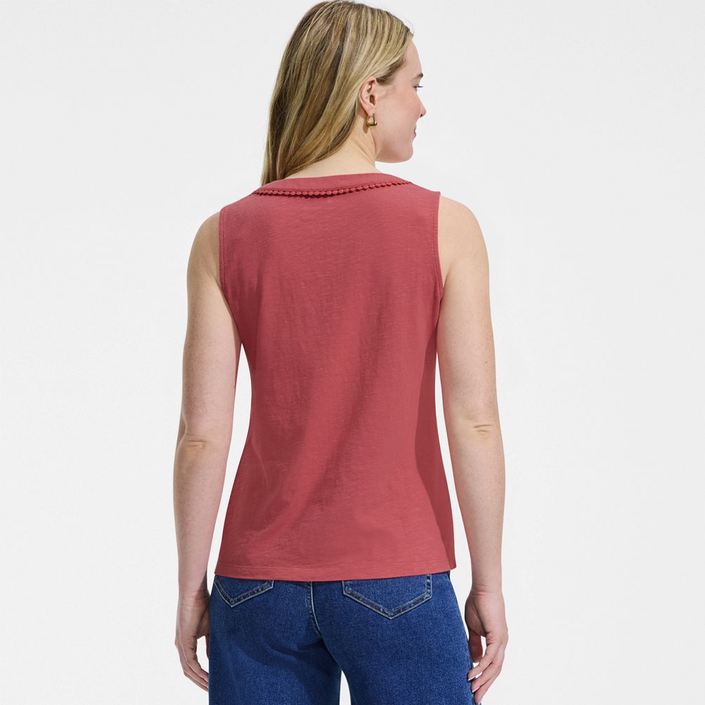 Women's Slub Decorative Trim Tank Top | Lands' End