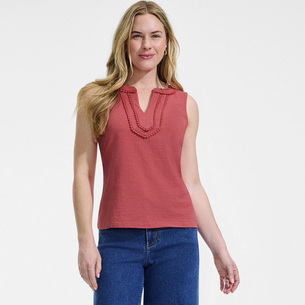 Women's Slub Decorative Trim Tank Top | Lands' End