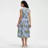 Women's Poplin Square Neck Midi Tie Waist Dress, Back