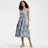 Women's Poplin Square Neck Midi Tie Waist Dress, Front