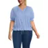Women's Plus Size Elbow Sleeve Lightweight Jersey Gathered Adjustable Hem Blouse, Front