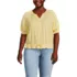 Women's Plus Size Elbow Sleeve Lightweight Jersey Gathered Adjustable Hem Blouse, Front