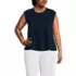 Women's Plus Size Cap Sleeve Lightweight Jersey Pintuck Swing Top, Front