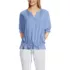 Women's Elbow Sleeve Lightweight Jersey Gathered Adjustable Hem Blouse, Front