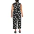 Women's Plus Size Sleeveless Creaseless Wrap Jumpsuit with Smocked Waist, Back