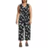 Women's Plus Size Sleeveless Creaseless Wrap Jumpsuit with Smocked Waist, Front