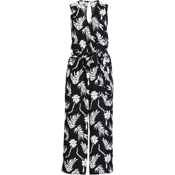 Women's Plus Size Sleeveless Creaseless Wrap Jumpsuit with Smocked Waist - primary