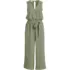 Women's Sleeveless Creaseless Wrap Jumpsuit with Smocked Waist, Front