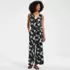 Women's Sleeveless Creaseless Wrap Jumpsuit with Smocked Waist, Front