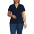 Women's Plus Size Short Sleeve Lightweight Jersey Pintuck Open Collar Polo, Front
