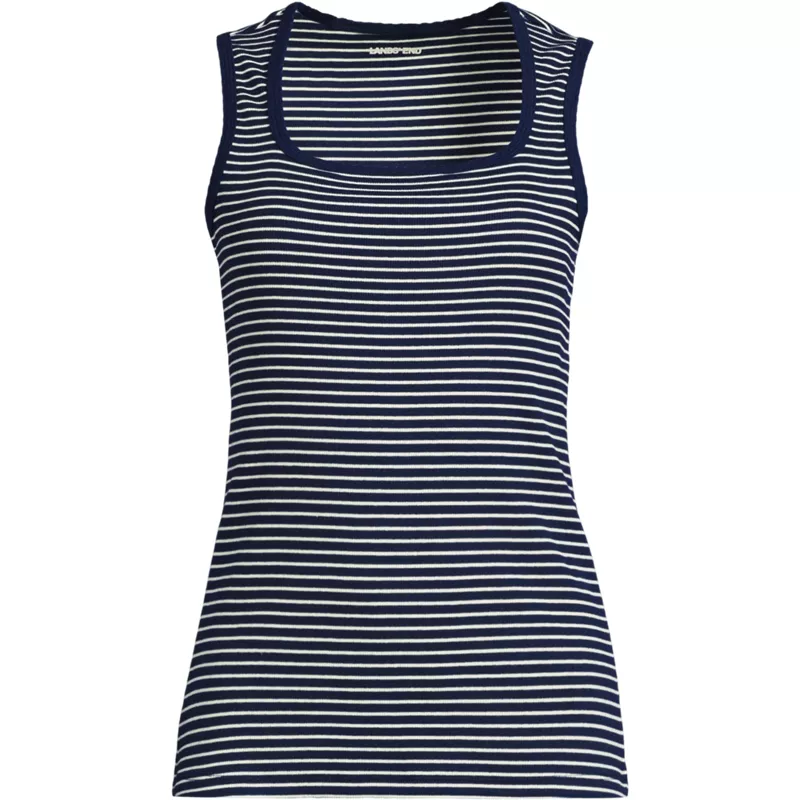Women's Plus Size Micro Rib Square Neck Tank, Front