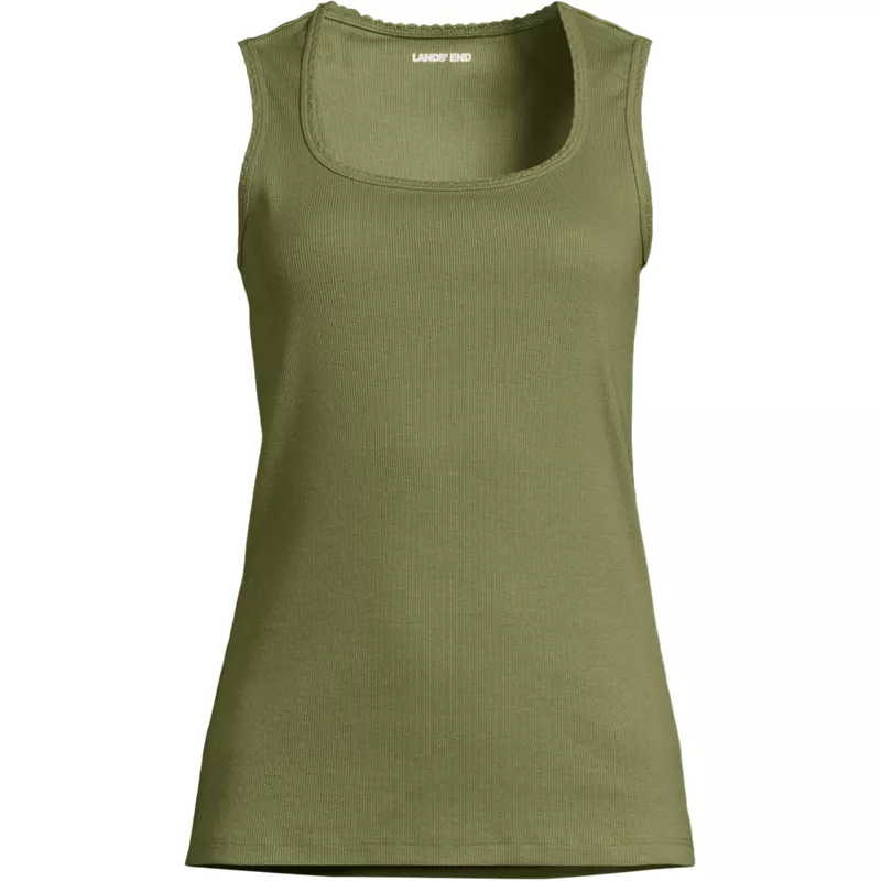 Women's Micro Rib Square Neck Tank, Front