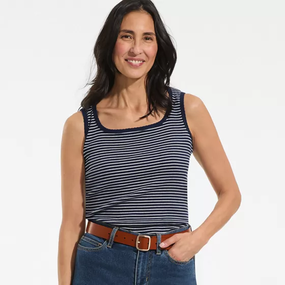 Women's Micro Rib Square Neck Tank - primary
