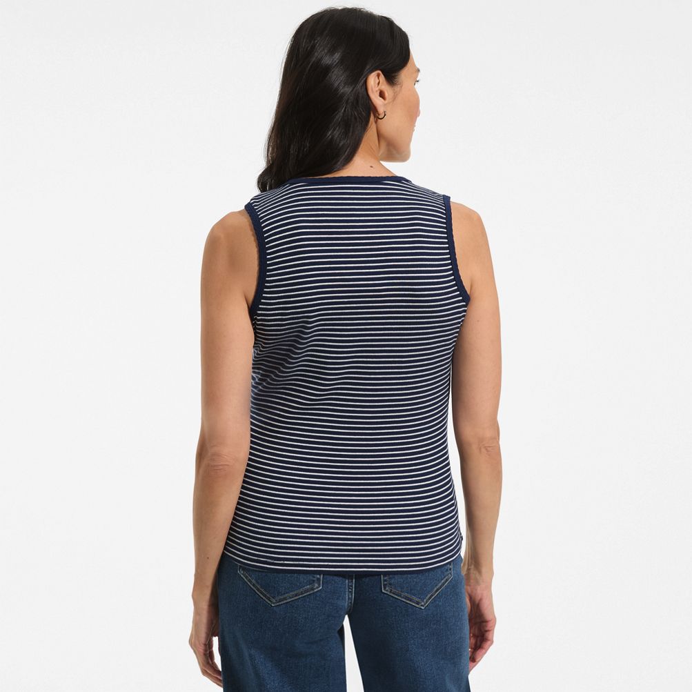 カットソー(長袖/七分) SHAPE LINE HEAVY RIB TOPS Women's Micro Rib Square Neck Tank | Lands' End