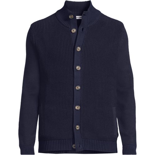 Drifter Cardigan, Men, size: S, regular, Blue, Cotton, by Lands' End