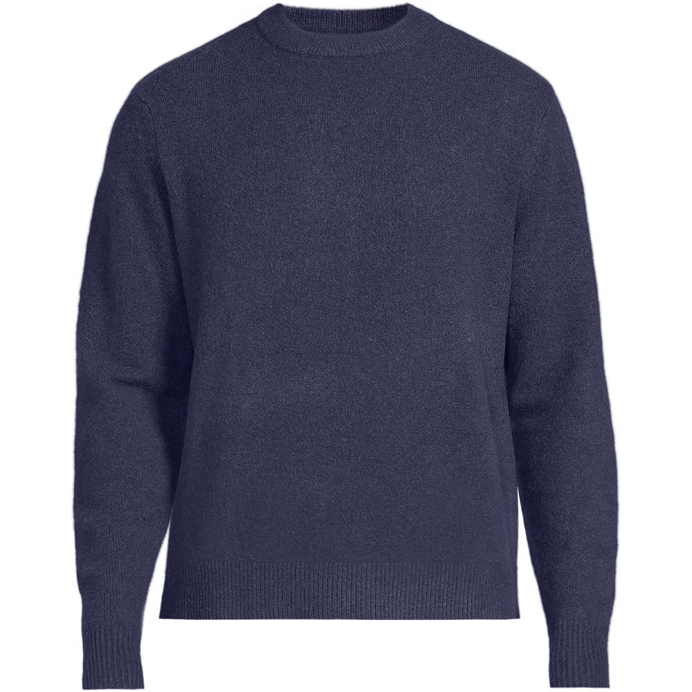Wool Touch Crew Neck Jumper, Men, size: L, regular, Blue, Wool/Polyester/Nylon, by Lands' End