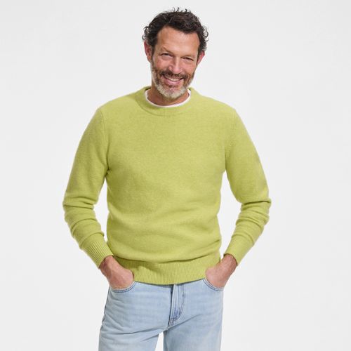 Wool Touch Crew Neck Jumper, Men, size: M, regular, Green, Wool/Polyester/Nylon, by Lands' End