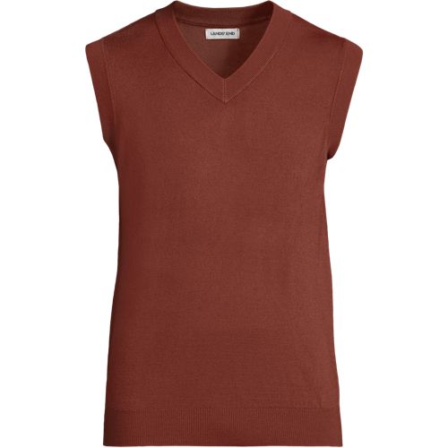 CashTouch Fine Knit Sleeveless Jumper, Men, size: XXL, regular, Brown, Polyester, by Lands' End