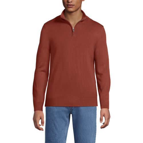  Lands' End Cashtouch Feinstrick-pullover Mit Reißverschluss, Herren, Größe:44-46 Regular, Braun, Polyester, By Lands' End 