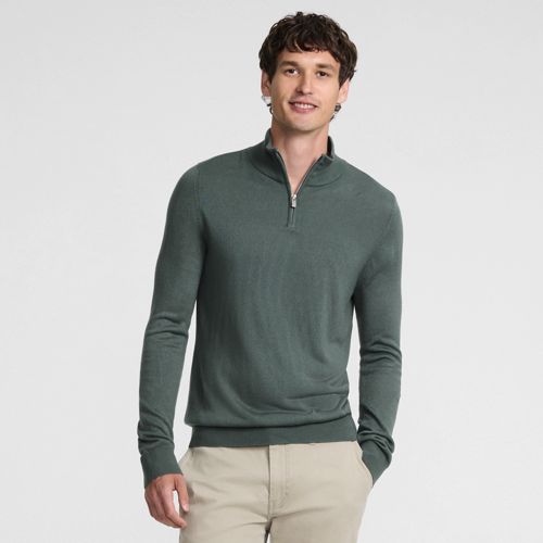  Lands' End Cashtouch Feinstrick-pullover Mit Reißverschluss, Herren, Größe:44-46 Regular, Grün, Polyester, By Lands' End 