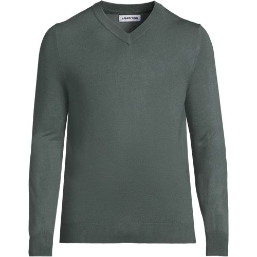 CashTouch Fine Knit Jumper, Men, size: S, regular, Green, Polyester, by Lands' End