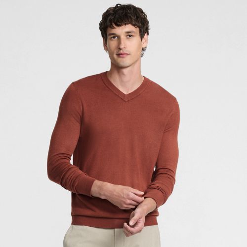 CashTouch Fine Knit Jumper, Men, size: M, regular, Brown, Polyester, by Lands' End