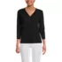 Women's 3/4 Sleeve Slub V-neck Lace Trim Top, Front
