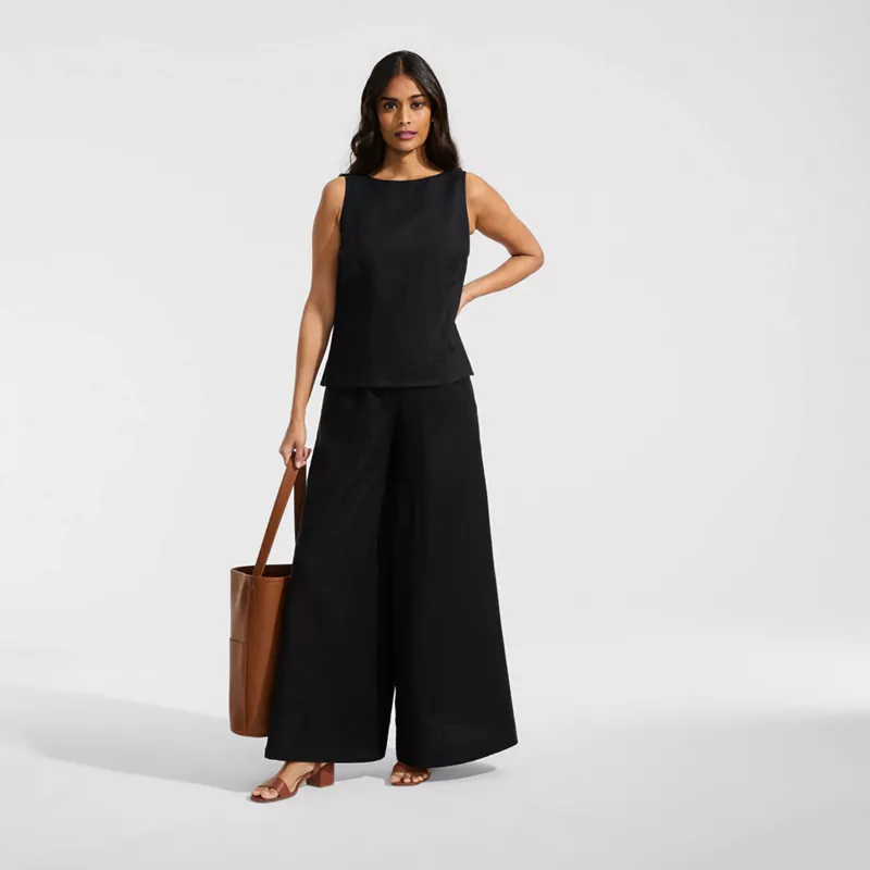 Women's Linen Sleeveless Peplum Top, alternative image