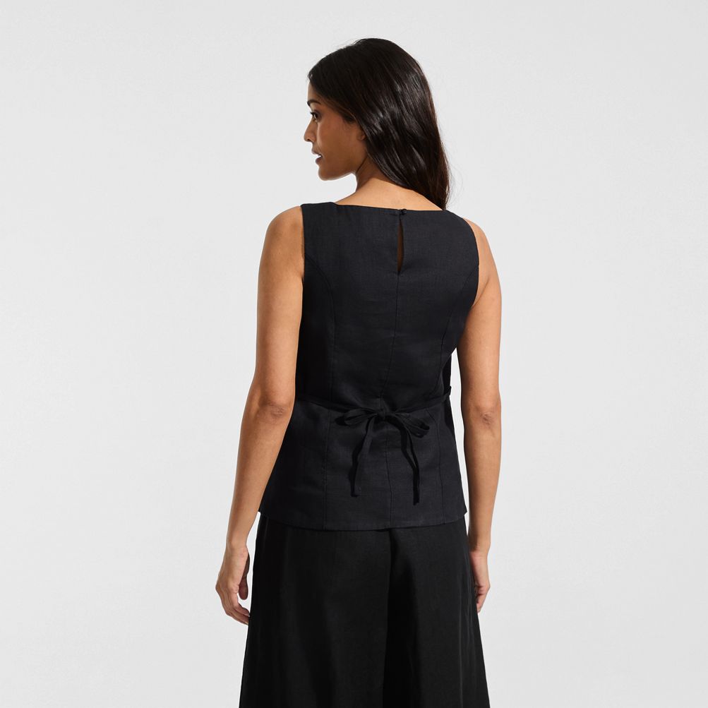 Women's Linen Sleeveless Peplum Top | Lands' End
