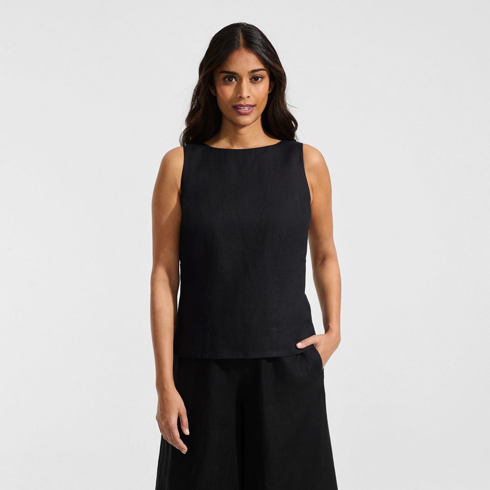 Women's Linen Sleeveless Peplum Top | Lands' End