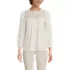 Women's 3/4 Sleeve Eyelet Mix Flowy Top, Front